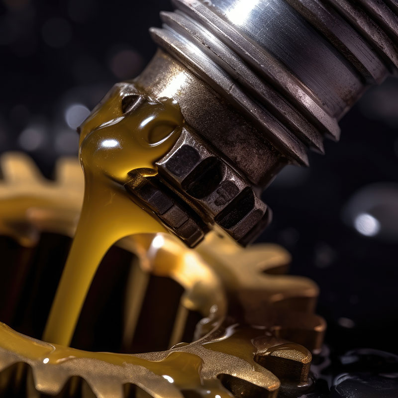 Image of grease being dispensed onto a gear wheel